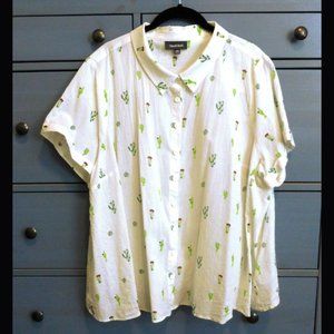 Modcloth short sleeve cactus embroidered shirt